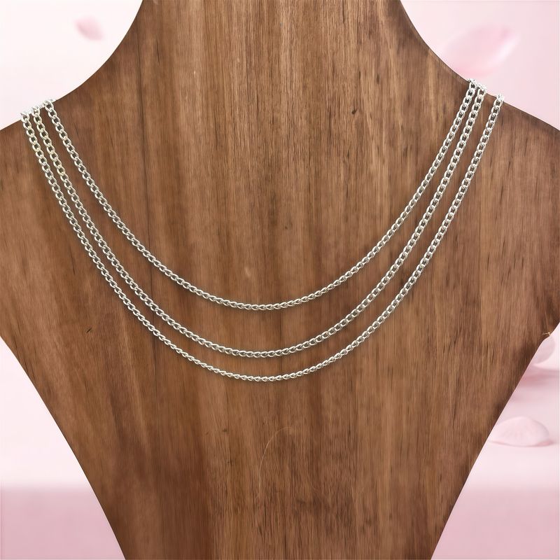 Cadena Cubana 2mm de ancho, 20'' de largo, Plata Mexicana 925