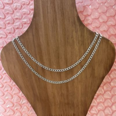 Cadena Cubana Corte Diamante 3mm de ancho 22" de largo Plata 925 Mexicana