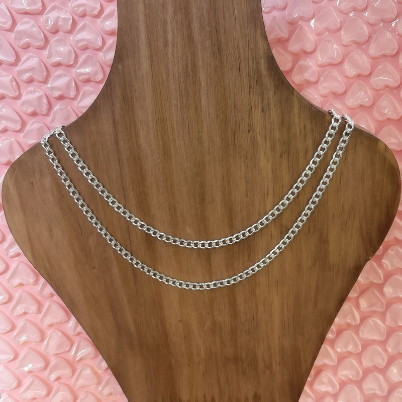 Cadena Cubana Corte Diamante 3mm de ancho 22" de largo Plata 925 Mexicana