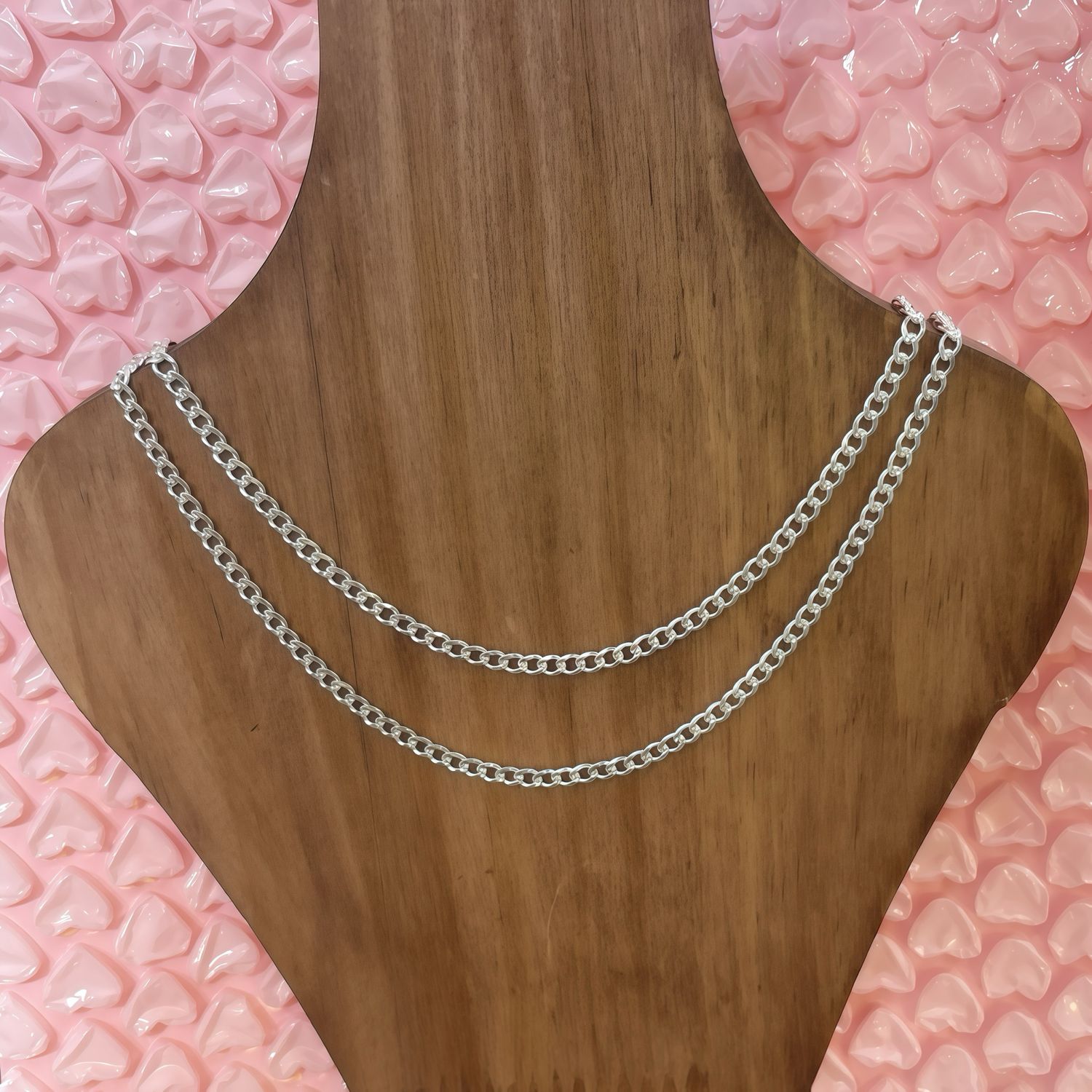 Cadena Cubana Corte Diamante 3mm de ancho 20" de largo Plata 925 Mexicana