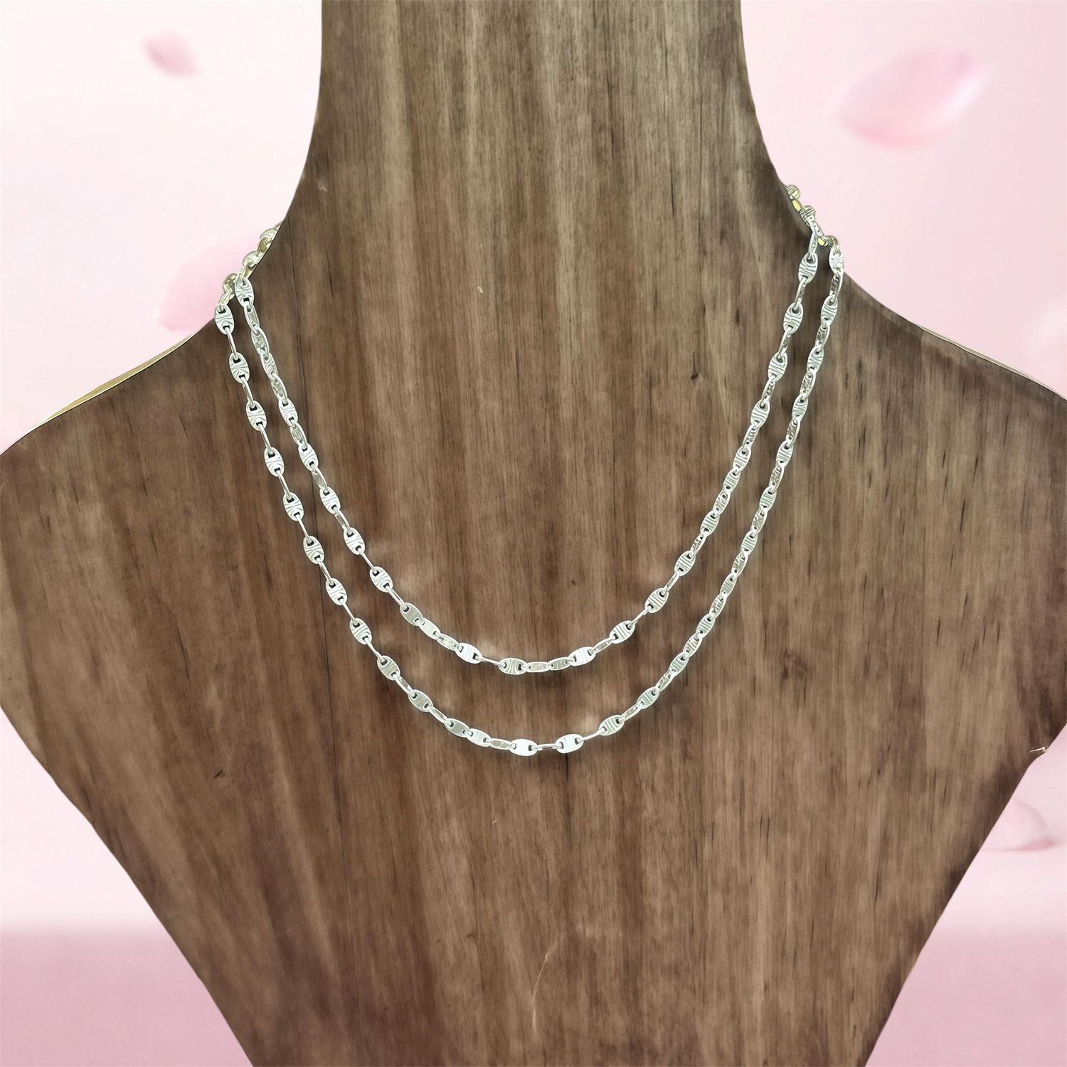 Cadena Valentino Diamantada 2.5mm 18" de largo Plata 925 Mexicana