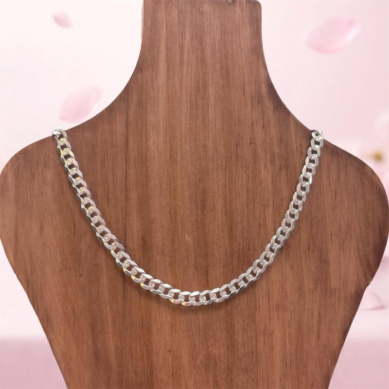 Cadena Cubana Corte Diamante 20" de largo 5mm de ancho Plata 925 Mexicana