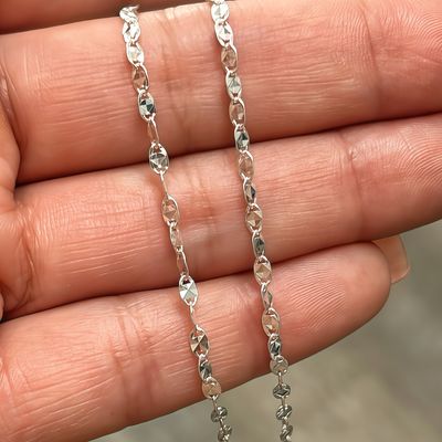 Cadena Valentino Diamantada Confeti 2.5mm 20" de largo Plata 925 Mexicana