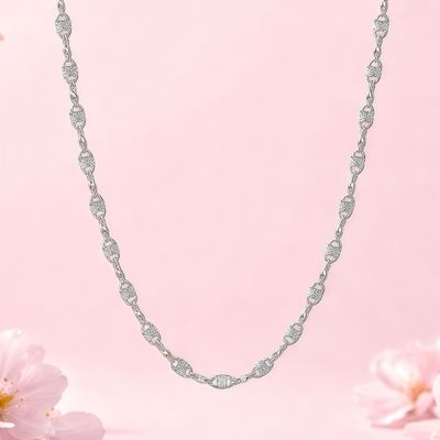Cadena Valentino Diamantada Confeti 2.5mm 22" de largo Plata 925 Mexicana