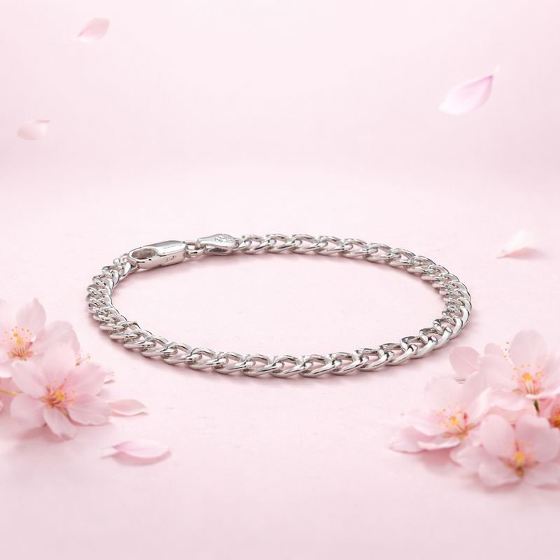 Pulsera Estilo Cubano Corte Diamantado 5MM, 8" de largo, Plata 925 Italiana