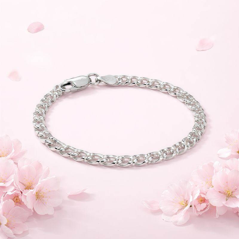 Pulsera Estilo Cubano  5MM, 8'' de largo, Plata 925 Italiana