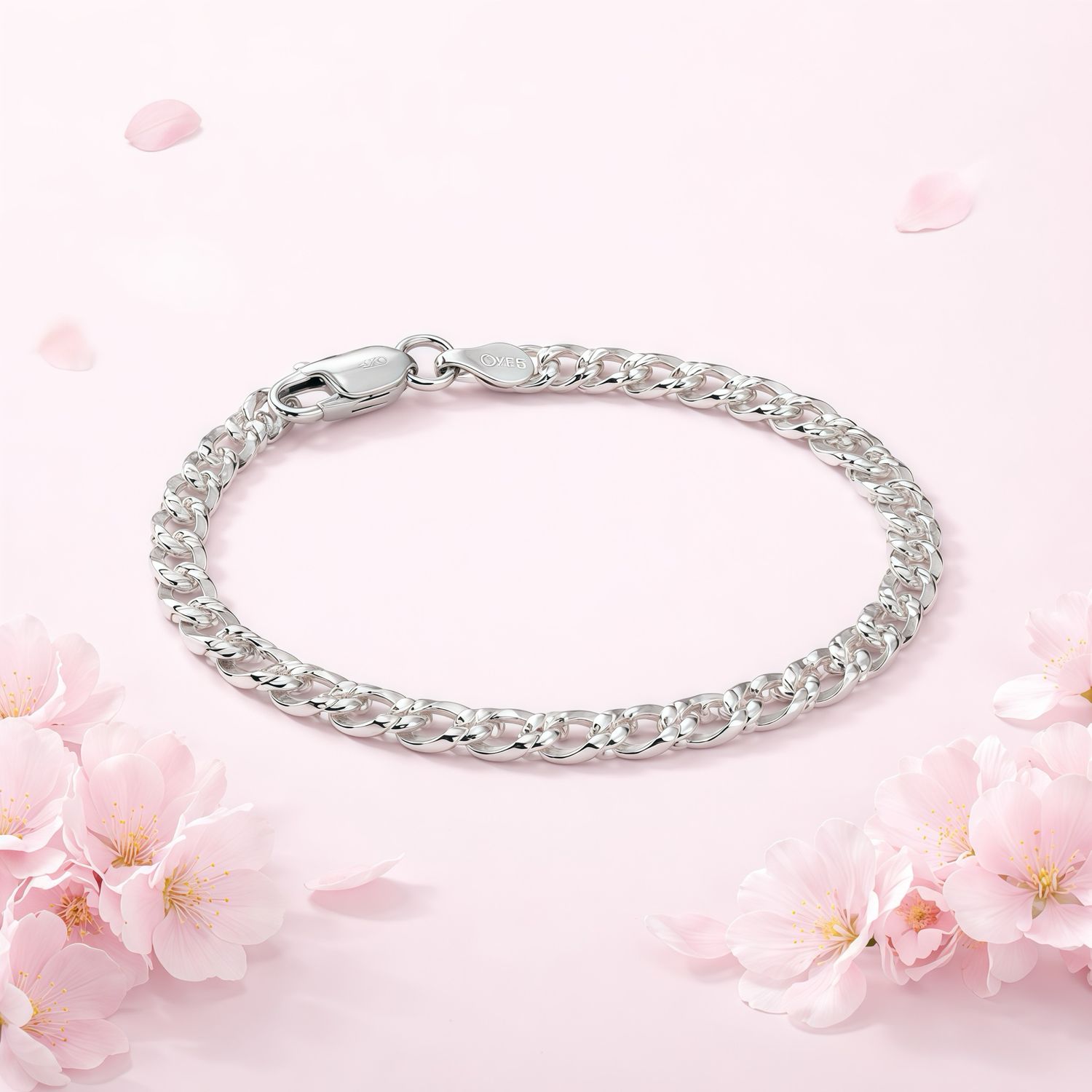 Pulsera Estilo Cubano  4MM, 8'' de largo, Plata 925 Italiana