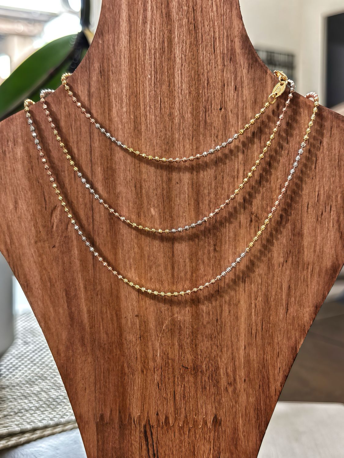 Cadena Militar 3 colores 18” de largo Plata 925 con chapa italiana 