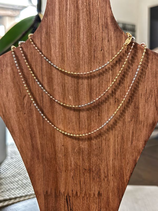 Cadena Militar 3 colores 18” de largo Plata 925 con chapa italiana 