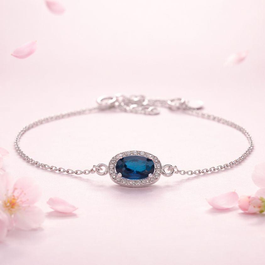 Pulsera Estilo princesa Azul Plata 925 Mx 