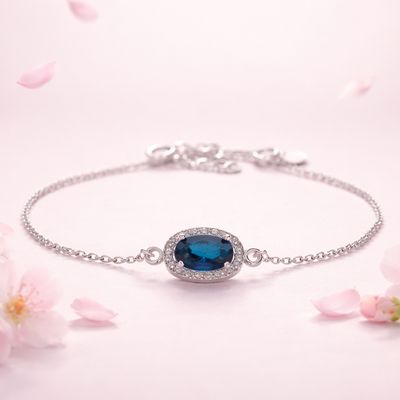 Pulsera Estilo princesa Azul Plata 925 Mx 