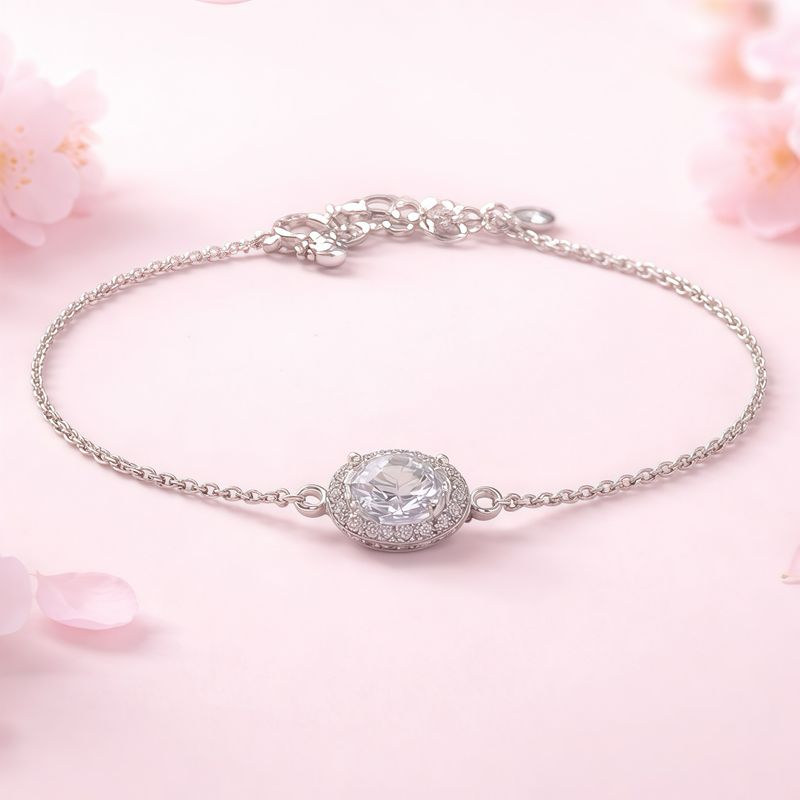 Pulsera Estilo princesa Blanca Plata 925 Mx 