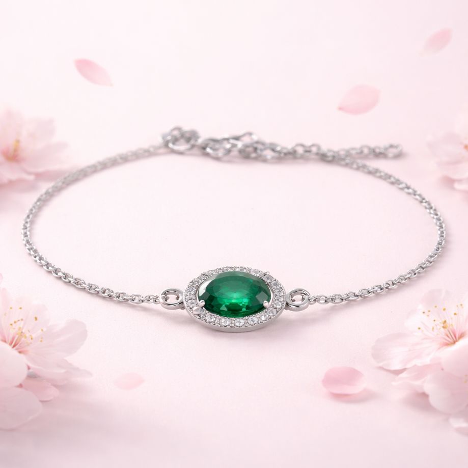 Pulsera Estilo princesa Esmeralda Plata 925 Mx 