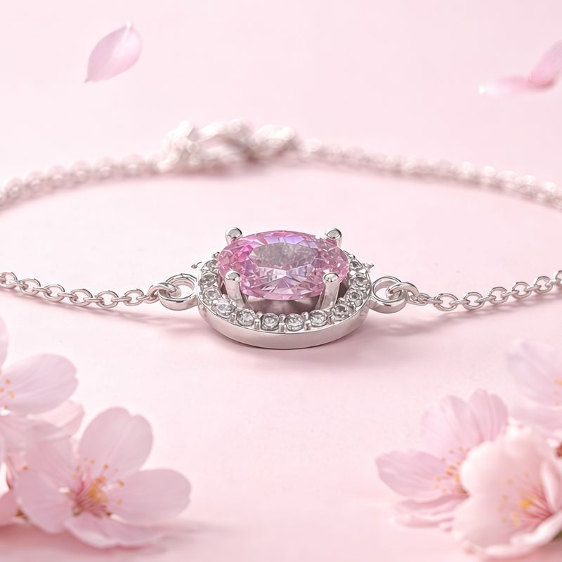Pulsera Estilo princesa Rosa Plata 925 Mx 