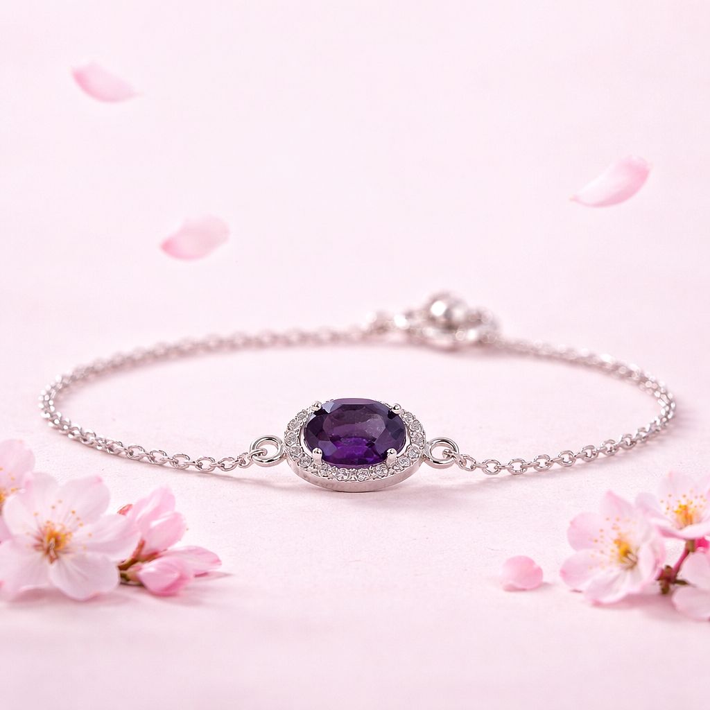 Pulsera Estilo princesa Morado Plata 925 Mx 
