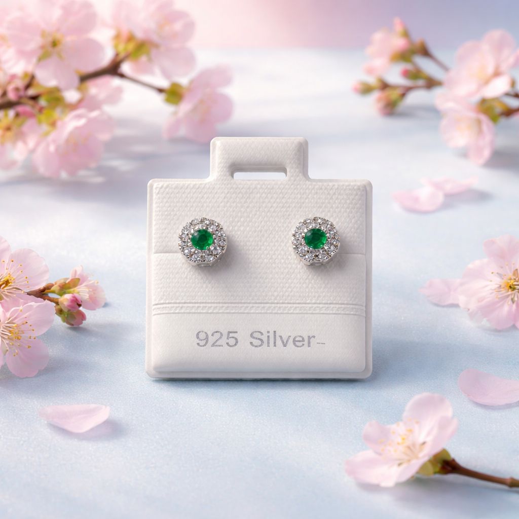 Broquel roseta Premium Blanca y Verde Plata 925 MX