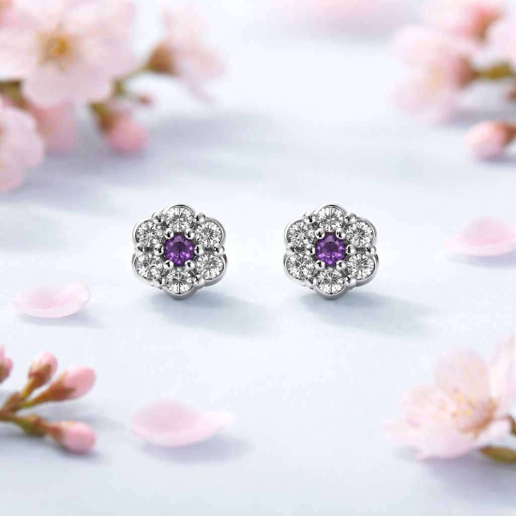 Broquel roseta Premium Blanca y Morado Plata 925 MX