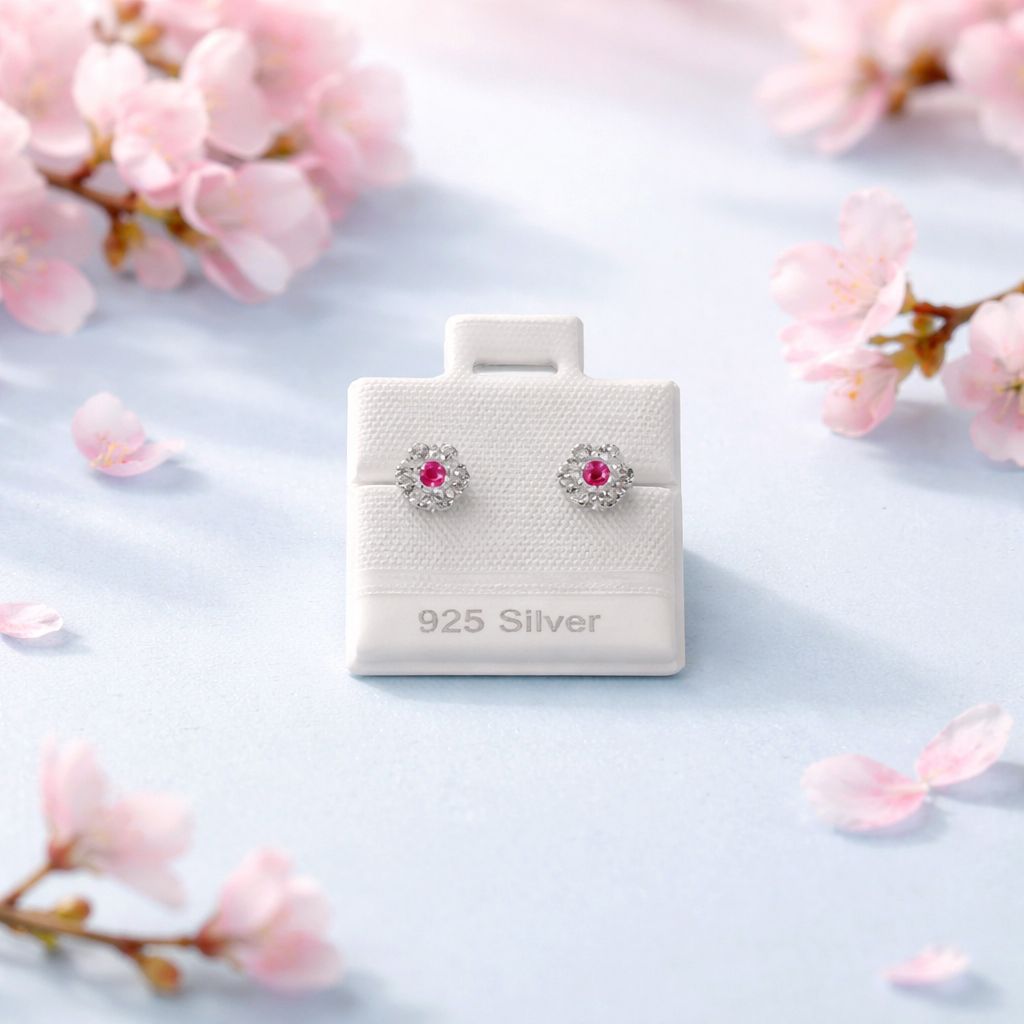 Broquel roseta Premium Blanca y Rojo Plata 925 MX