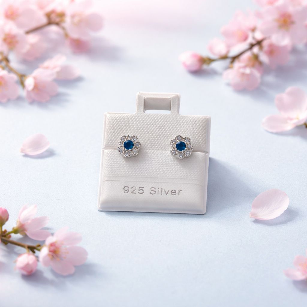 Broquel roseta Premium Blanca y Azul Plata 925 MX