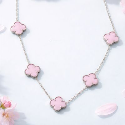 Collar Premium Trébol con Rodio Azul Plata 925 italiana