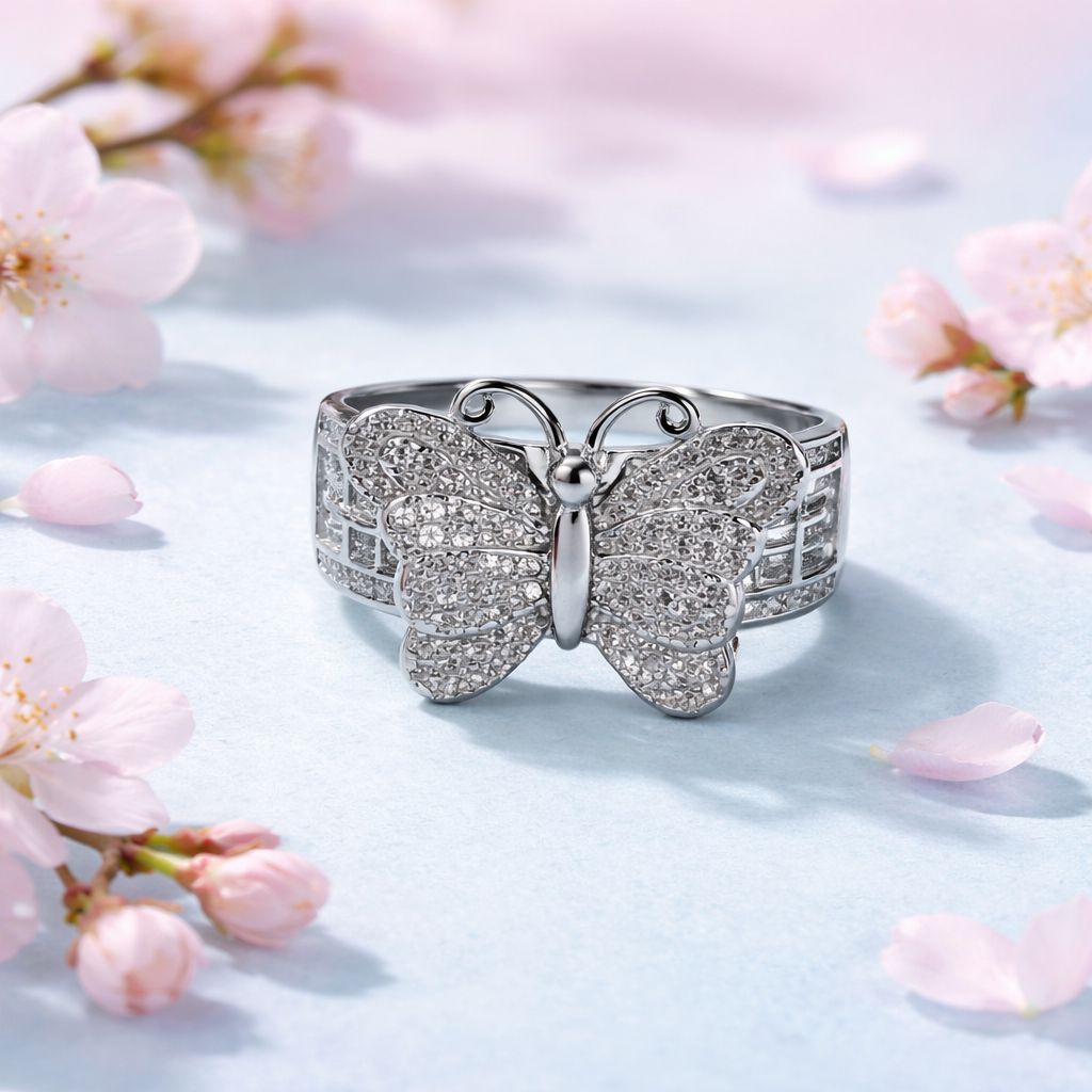 Anillo Mariposa Premium Microapabe Plata 925 Italiana con Rodio
