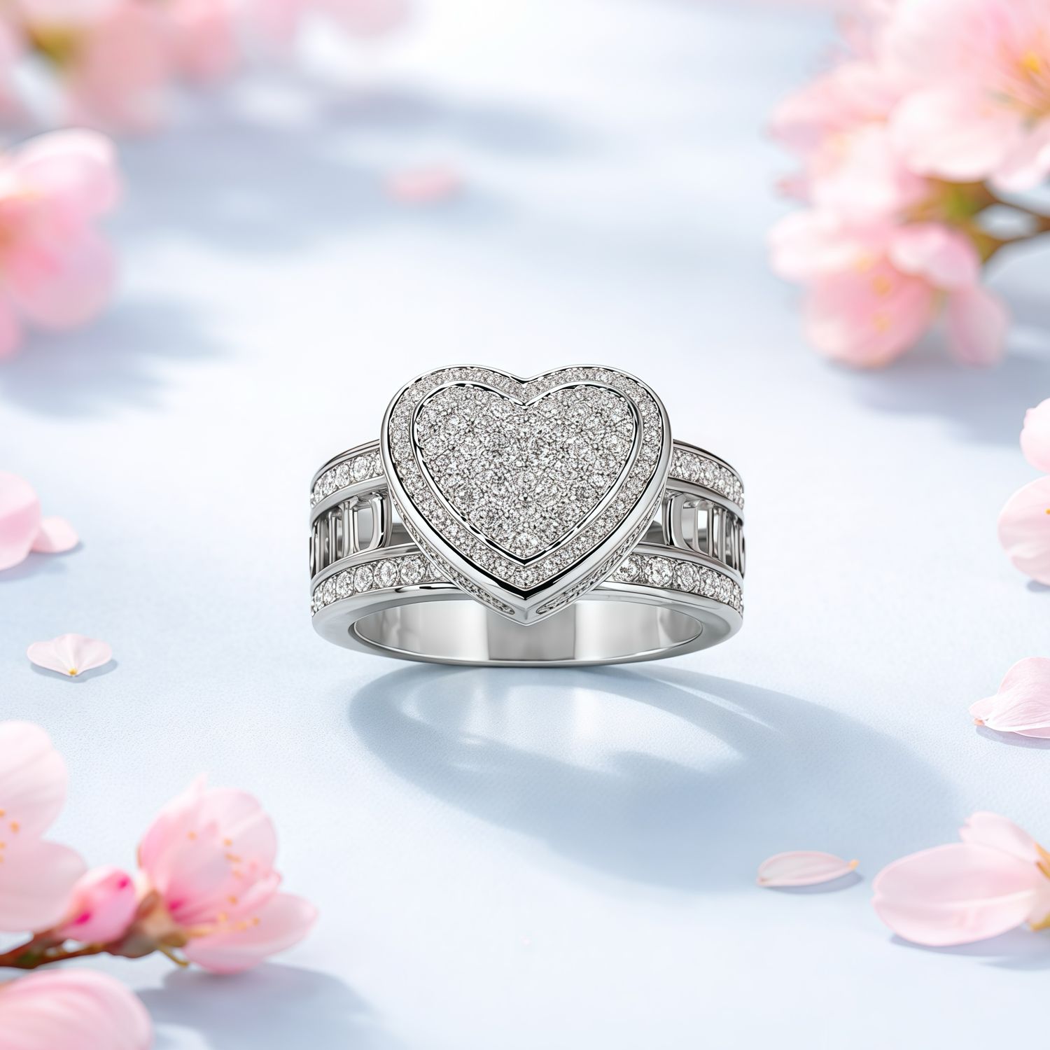 Anillo Corazon Premium Microapabe Plata 925 Italiana con Rodio