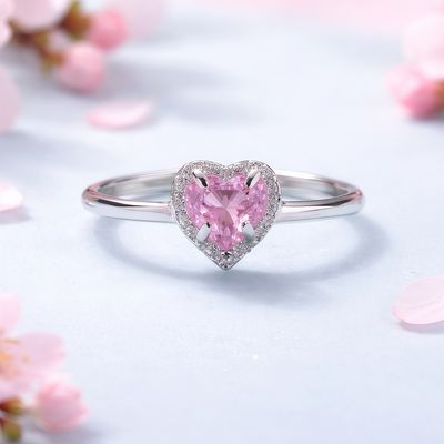 Anillo Corazon Tipo PND Rosa Plata 925 MX