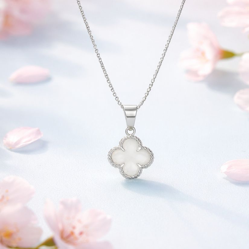 Cadena Fancy 18" con Dije Trébol Van Blanco Plata 925