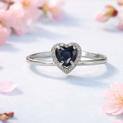 Anillo Corazon Tipo PND Negro Plata 925 MX