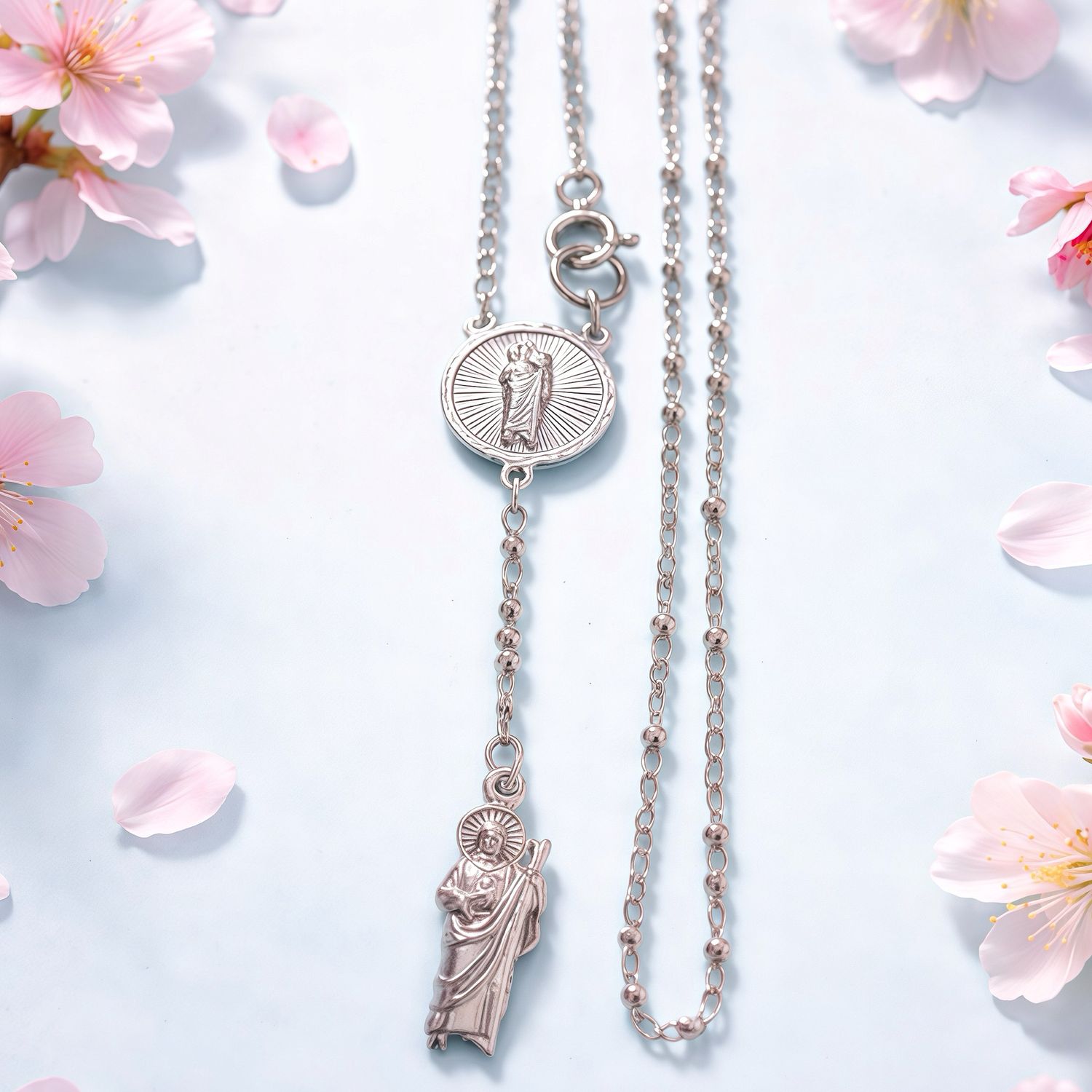 Rosario Bola lisa 2MM de ancho San Judas Plata 925 Mexicana