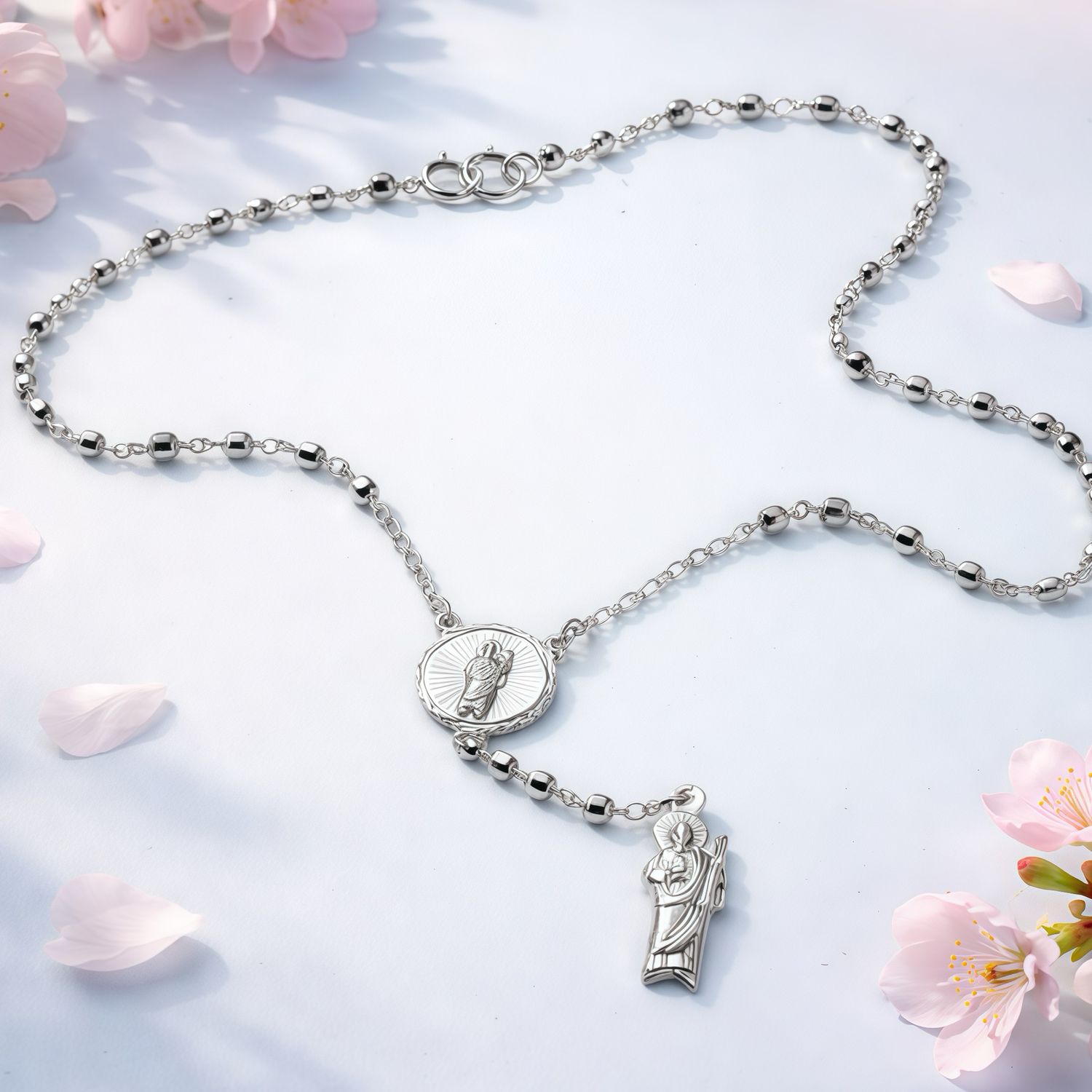 Rosario Bola Facetada 3mm de ancho San Judas Plata 925 Mexicana