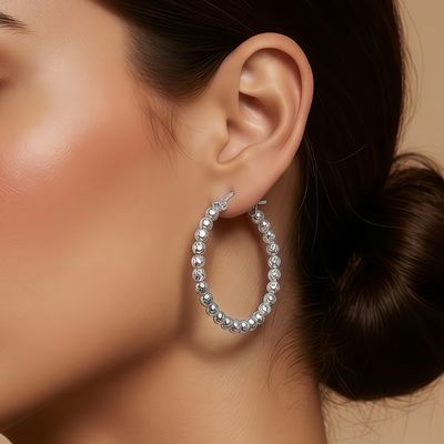 Arracada Fancy facetada mide 3cm de Diámetro Plata 925 MX