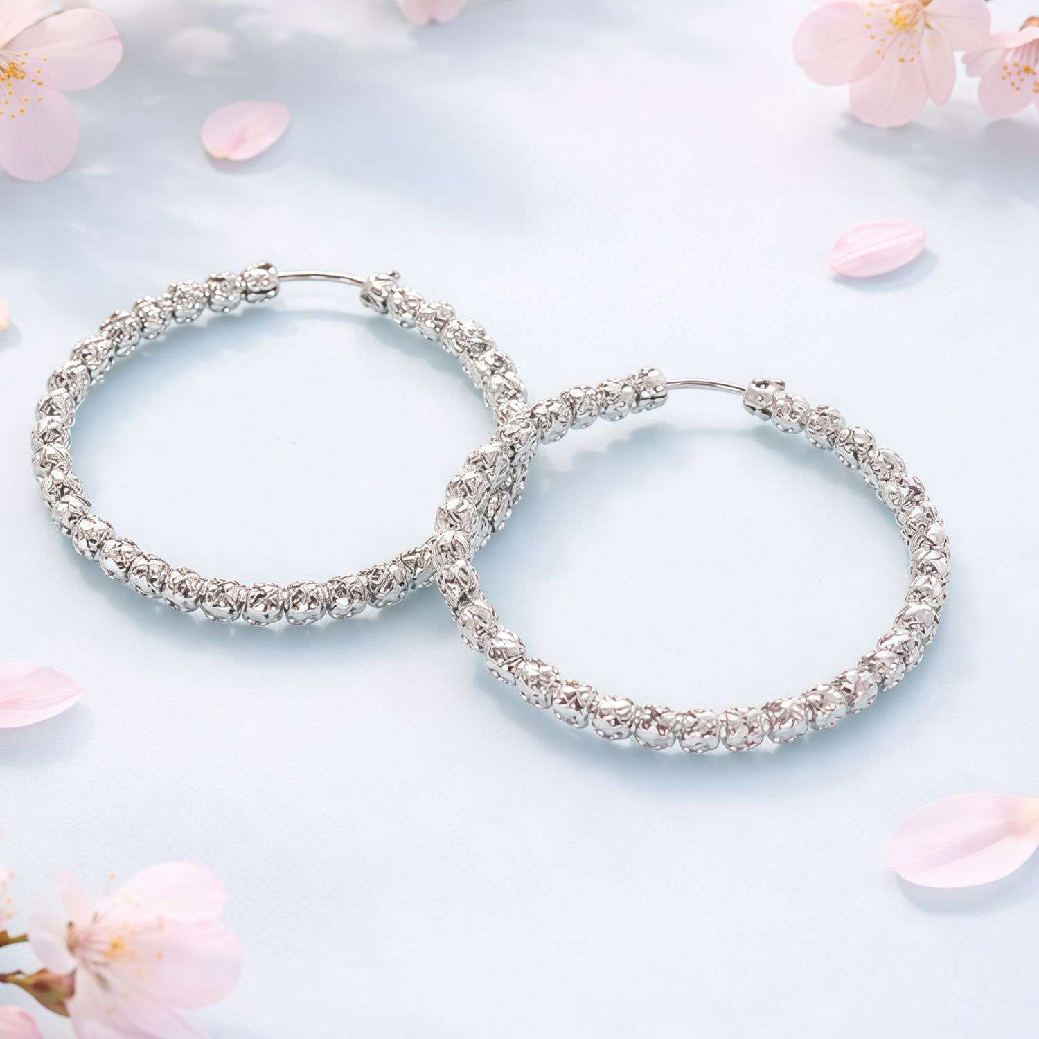 Arracada Fancy facetada mide 3cm de Diámetro Plata 925 MX