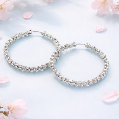 Arracada Fancy facetada mide 3cm de Diámetro Plata 925 MX