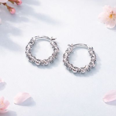 Arracada Fancy facetada mide 15mm de Diámetro Plata 925 MX