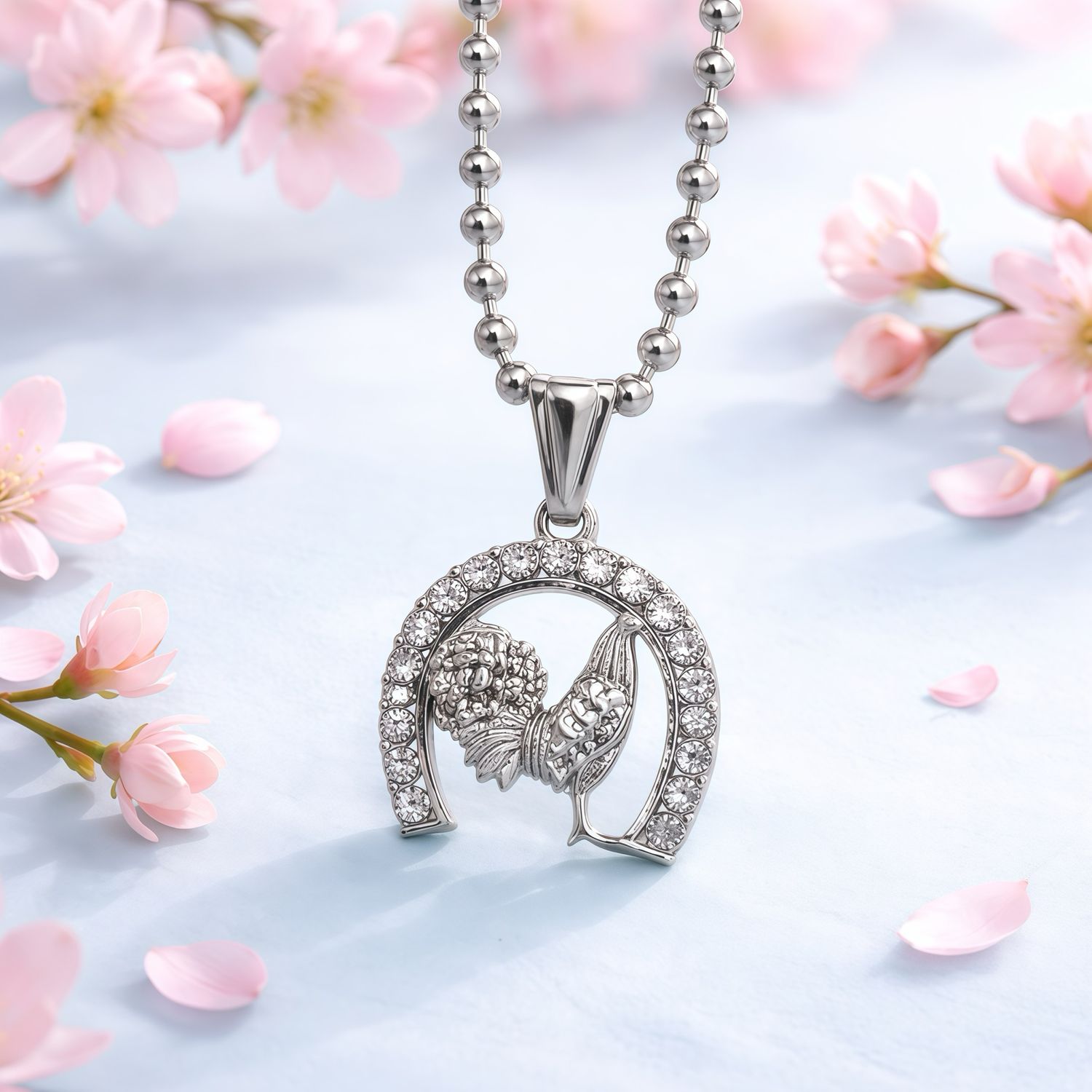 Duo Cadena militar 3mm 24" de largo dije herradura 3cm Plata 925