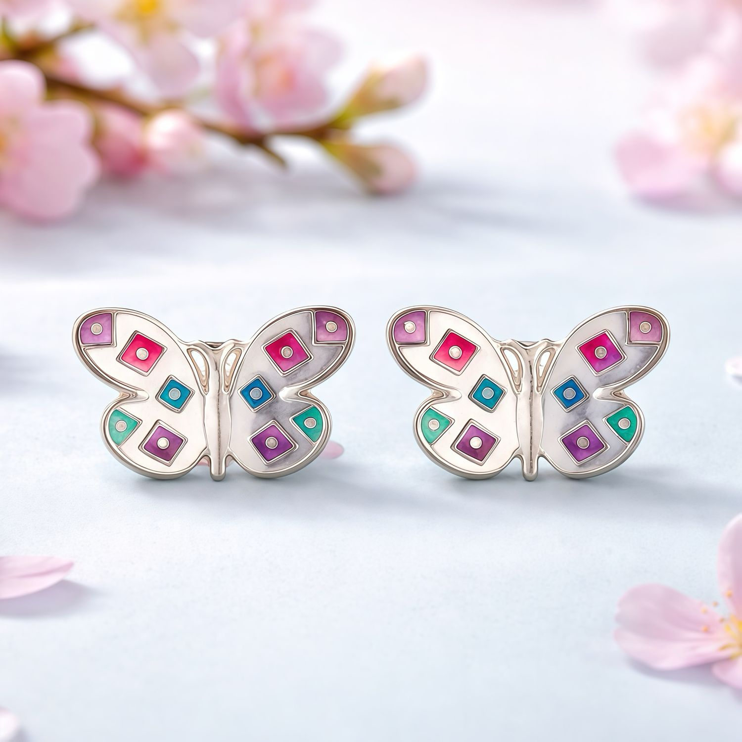 Arete Mariposa Alas Lilas 15mm broche de mariposa Plata 925 