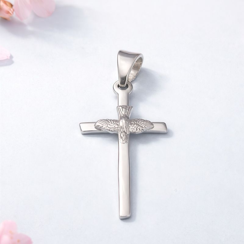 Dije Cruz con Espíritu Santo mide 3cm plata 925 MX