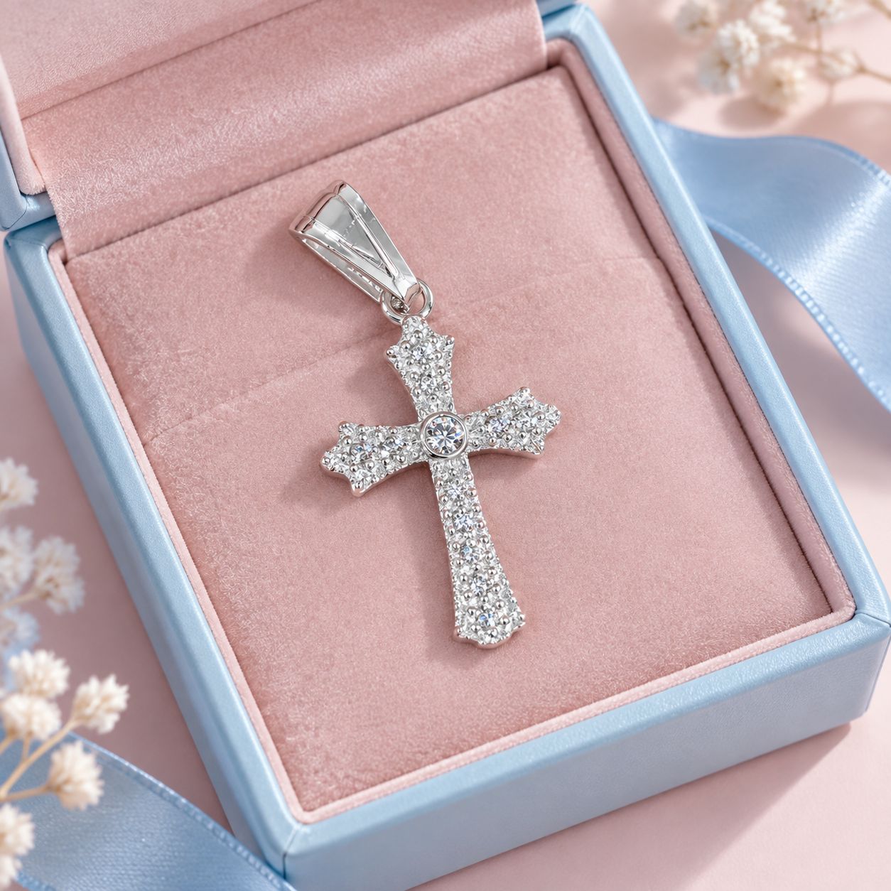 Dije Cruz Micropabe 3cm, Plata 925 Mexicana