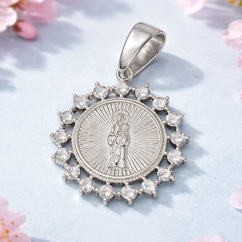 Medalla Santa Muerte 3cm, ideal para cadenas de 5mm o menos plata 925 MX