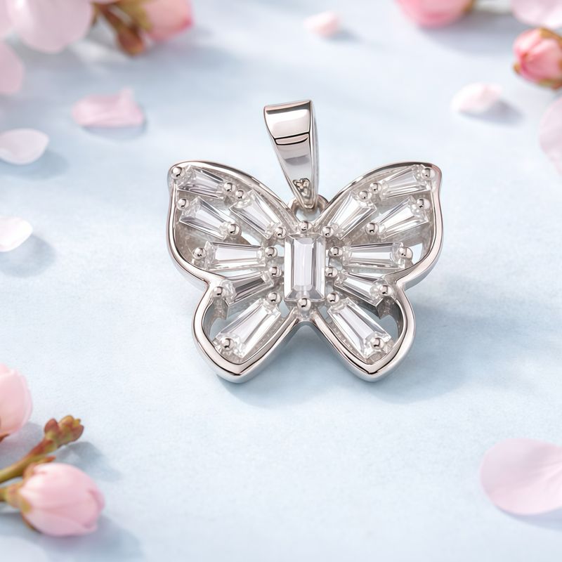 Dije Mariposa marques Fancy con Rodio mide 2cm Plata 925 Italiana