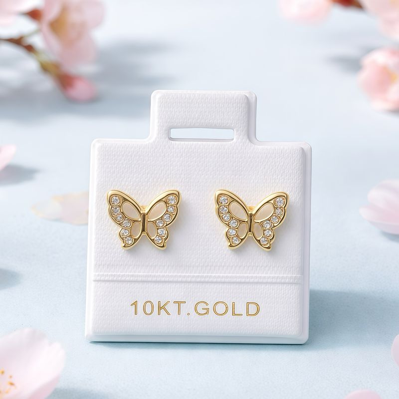 Broquel Mariposa PP 10mm Oro 10K, Broche de Bolita