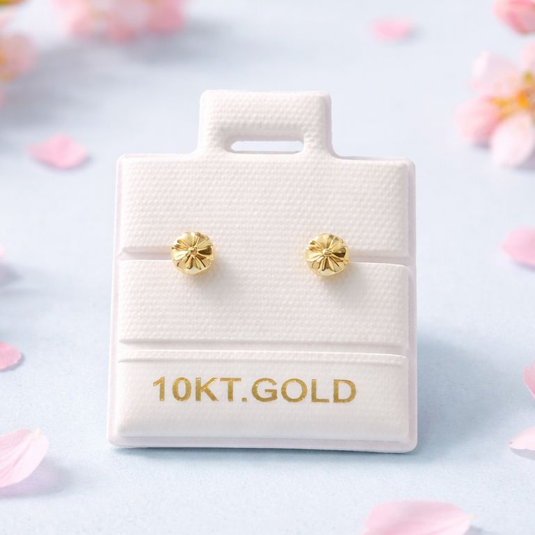 Broquel Hongito 3mm Oro 10K, bolita atrás