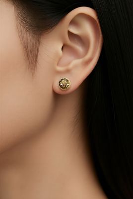 Broquel Hongito  Jumbo 7mm Oro 10K, bolita atrás