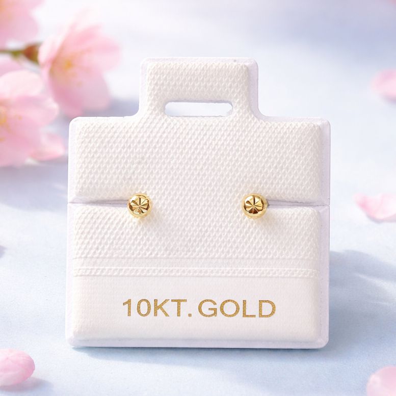 Broquel Hongito 2mm Oro 10K, bolita atrás