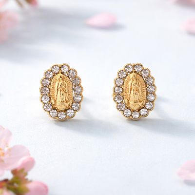 Broquel Virgen de Guadalupe PP Mini Oro 10K bolita atrás