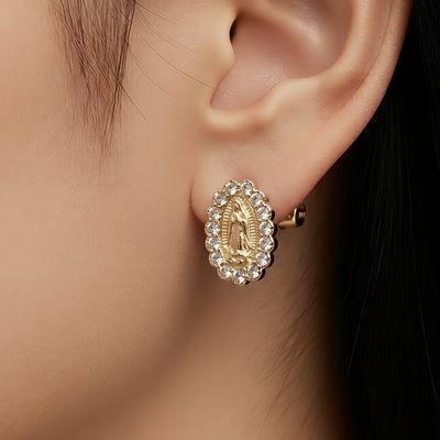 Broquel Virgen de Guadalupe PP Mini Oro 10K bolita atrás