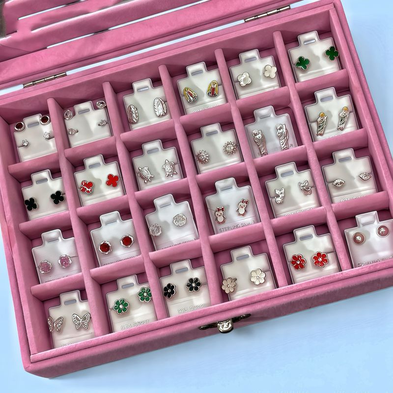 Estuche Broquel mixto 24 pares, bolita atrás plata 925 Mexicana
