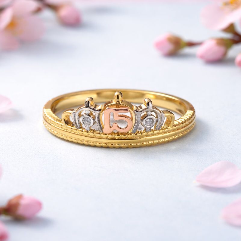 Anillo 15 Años en Chapa  de Oro Plata 925 Italiana