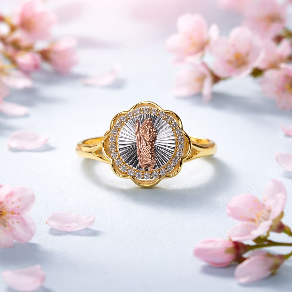 Anillo San Judas Chapa de Oro Plata 925 Italiana